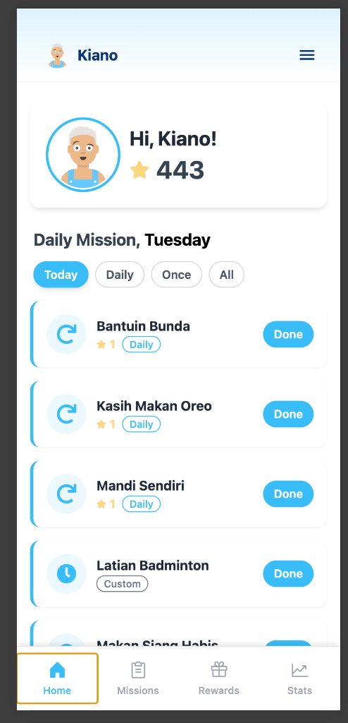 Kid: Mission Dashboard